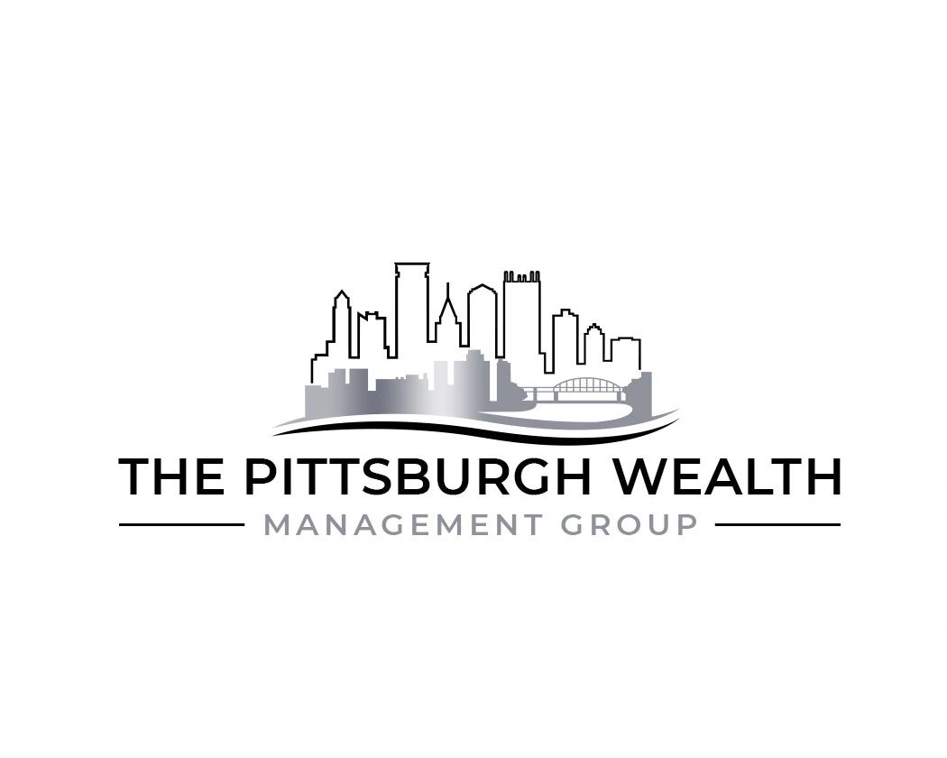 Logo of The Pittsburgh Wealth Management Group with city skyline and bridge.