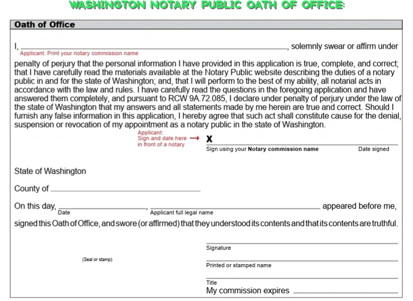 Washington Notary Public Oath of Office
