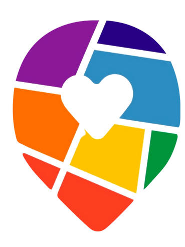 Colorful abstract heart-shaped mosaic with vibrant, irregular geometric pieces.