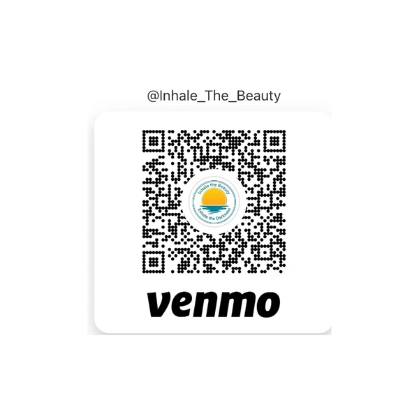 Venmo QR code for @Inhale_The_Beauty with a sunset logo.