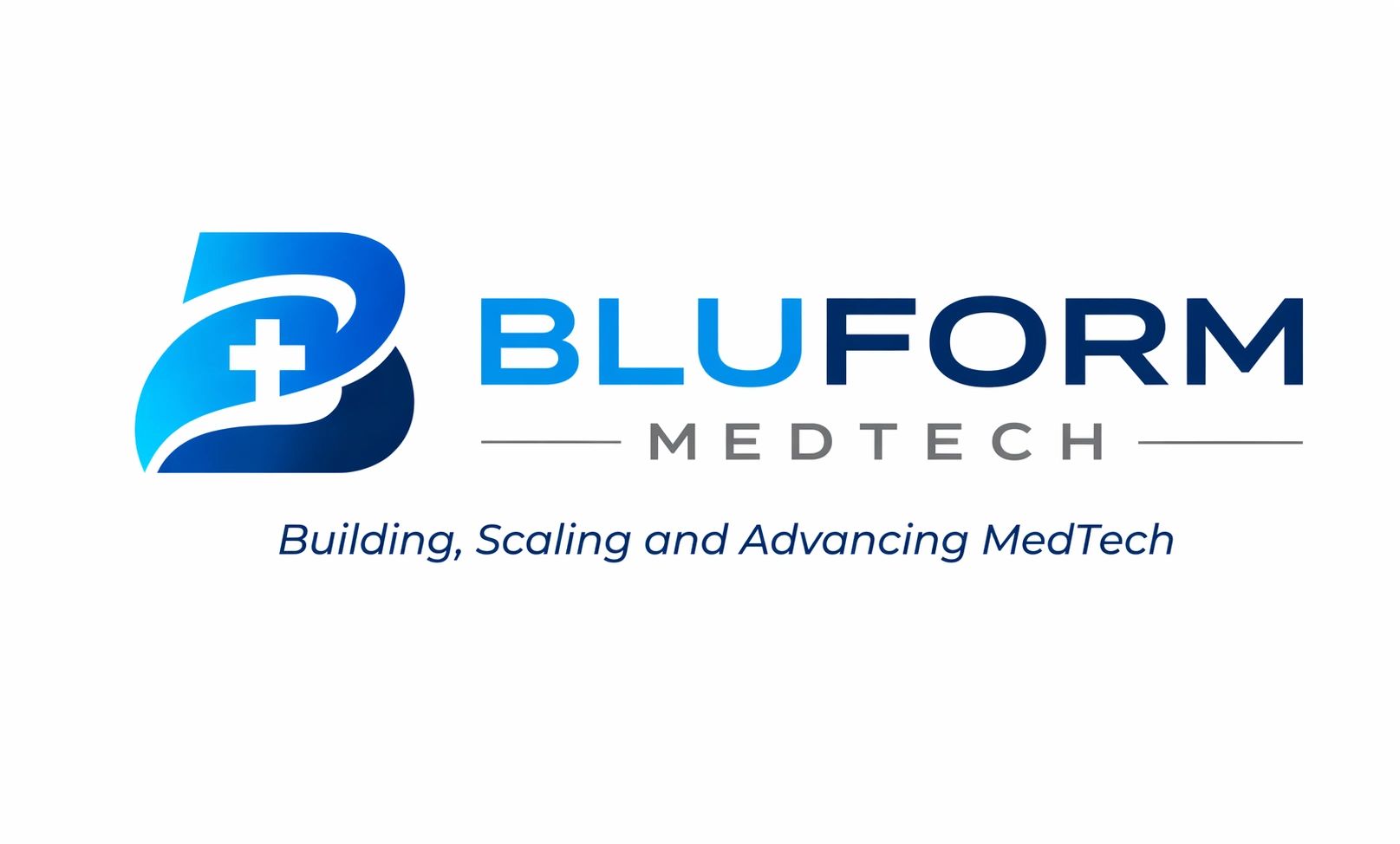 Logo of BluForm MedTech with a blue gradient and medical cross symbol.