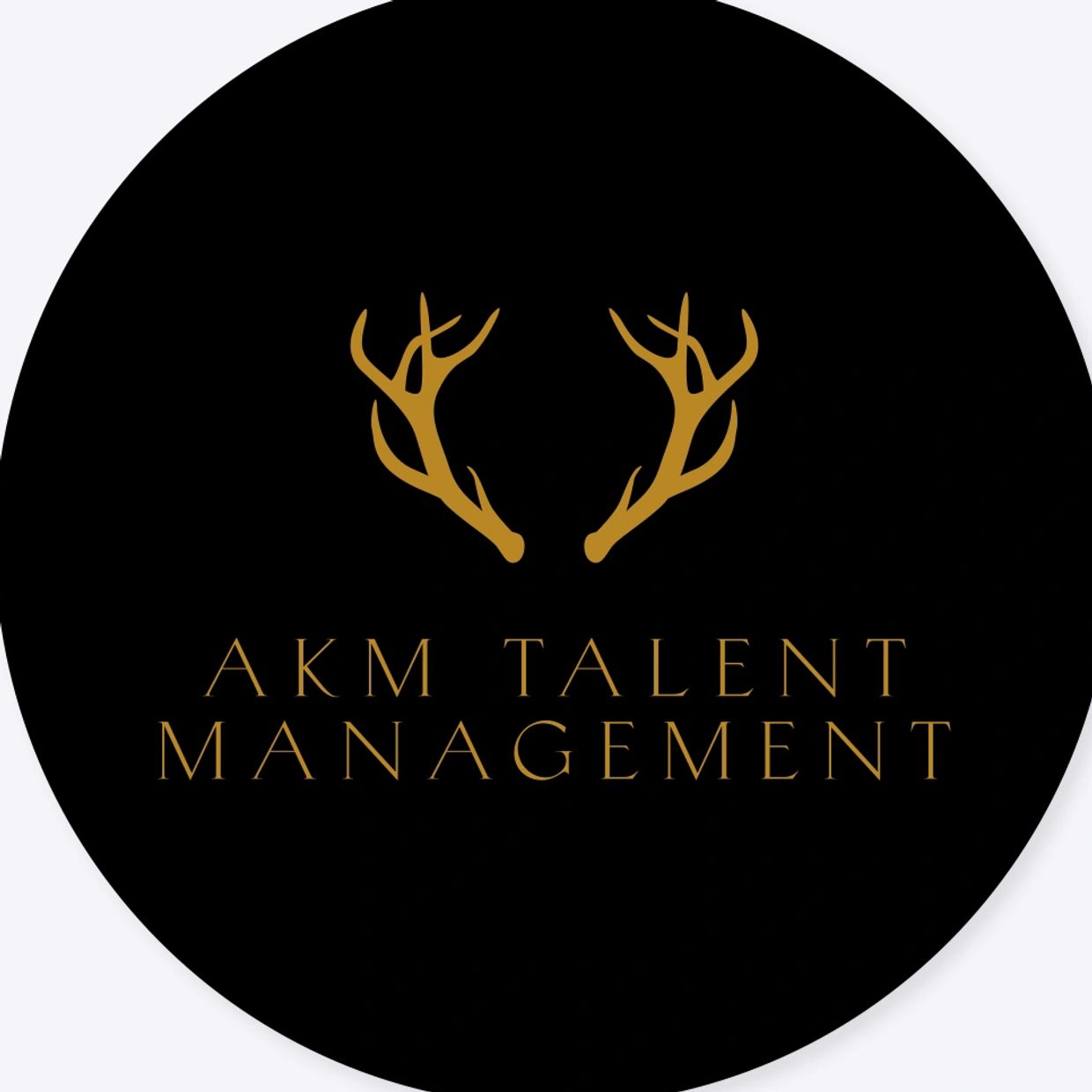 Elegant logo with deer antlers and AKM Talent Management text.