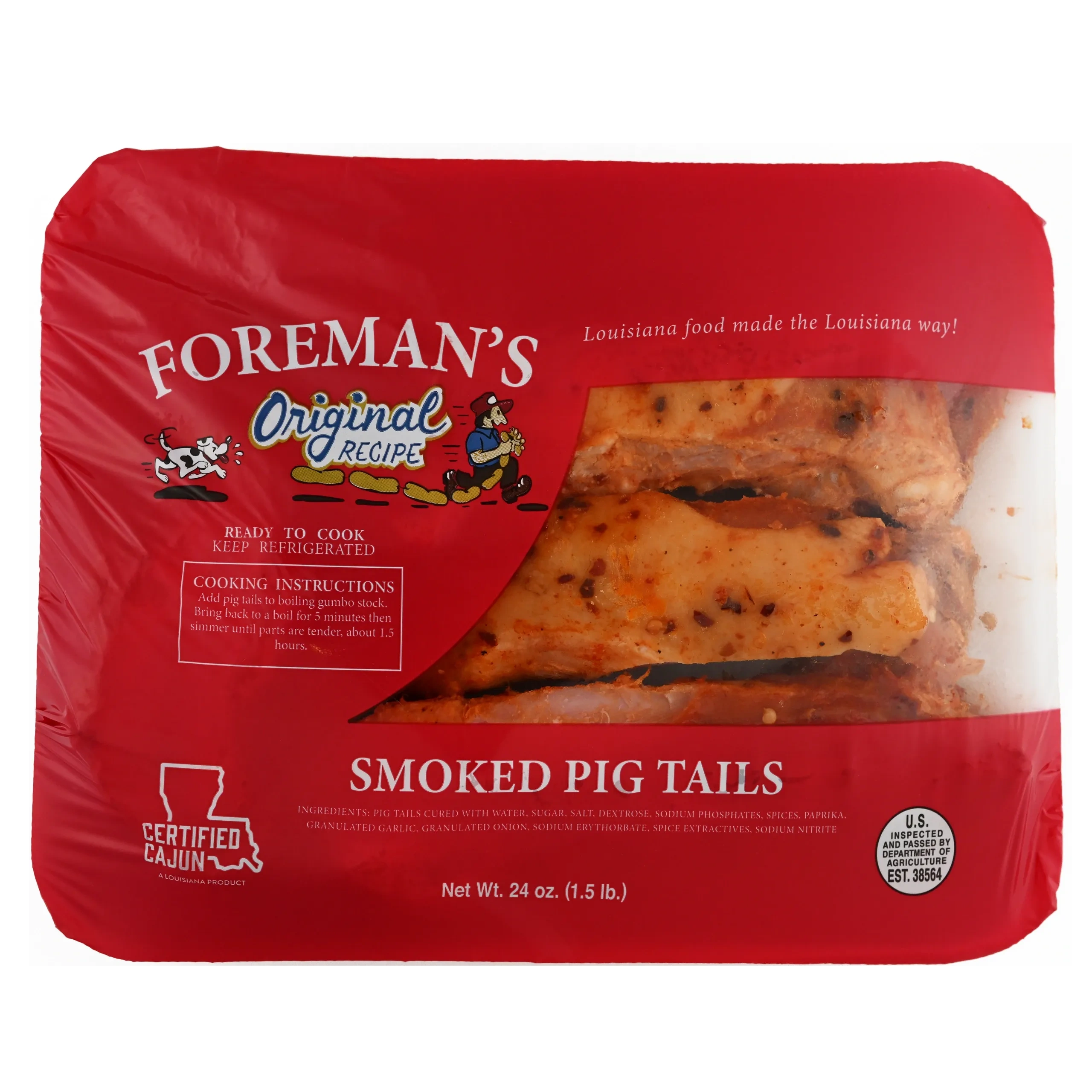 24oz red package Foremans smoked pig tails