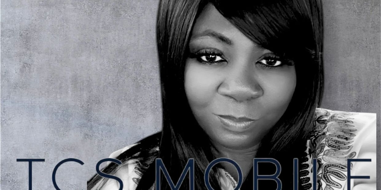 Black and white close-up portrait of a woman with text overlay.