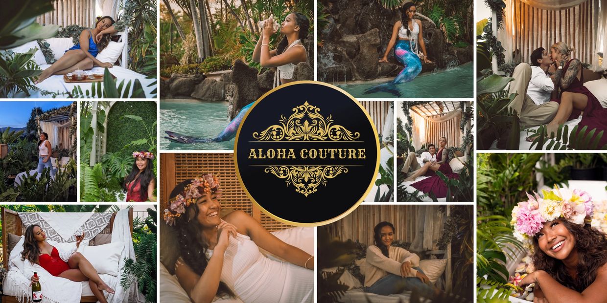 aloha couture hawaii creative backyard studio space swimming pool waterfall private zen tropical tub