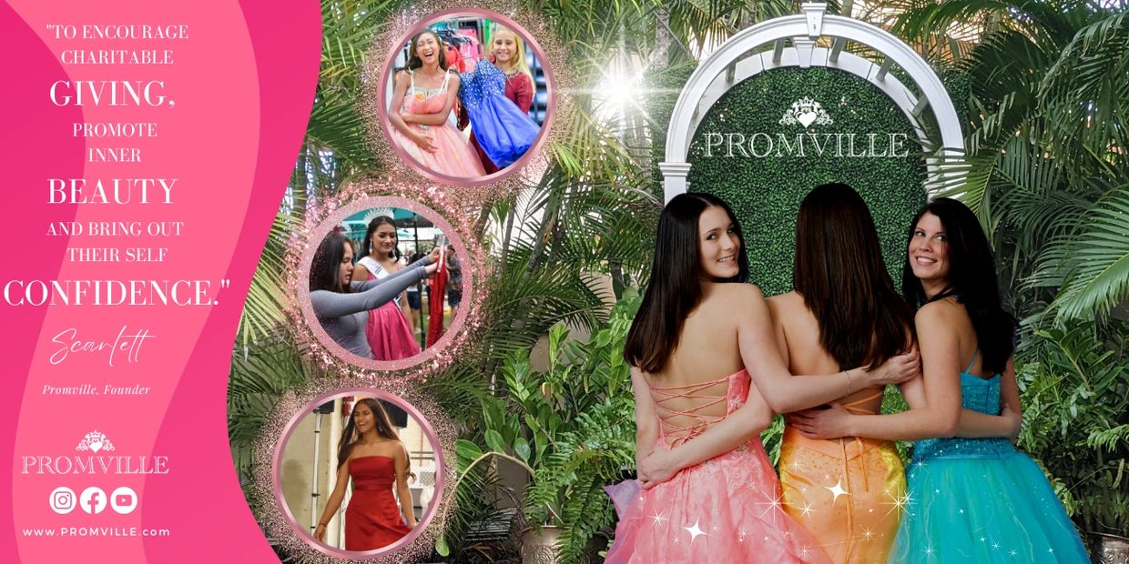 promville prom dress drive giveaway pop-up event strip malls shopping centers oahu hawaii scarlett