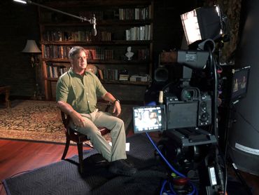 Behind the scenes view of filming.