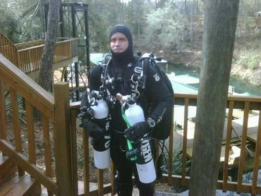 Bradley Williamson doing a 300-foot cave dive using mixed gas.