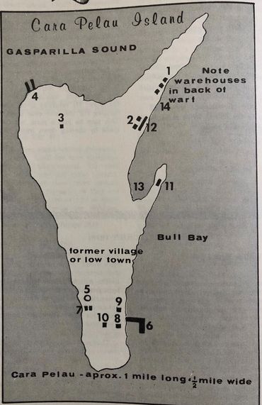 Island Cara Pelau where Jose Gaspar, Gasparilla, buried treasure