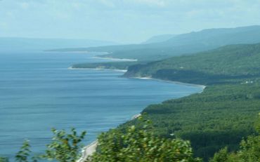 View of coastline in northern Canada.