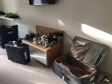 Some of the filming equipment used by the production team during filming.