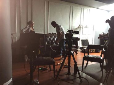 Getting the set ready for filming