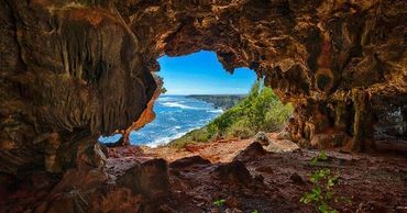 Mona Island caves overlooking the ocean.