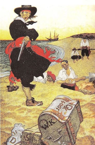 Pirate burying his pirate treasure