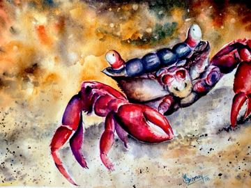 Painting of Crab on the sand