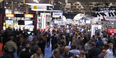 aerial shot of a tradeshow