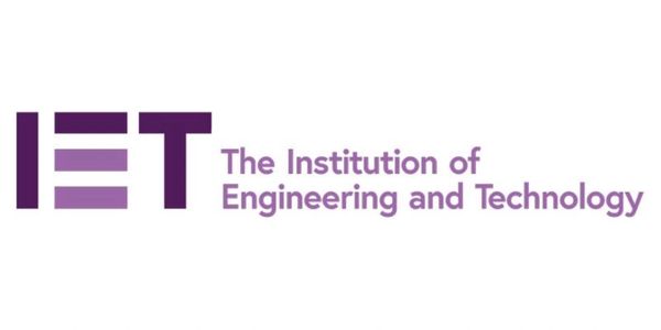 Logo of The Institution of Engineering and Technology in purple.
