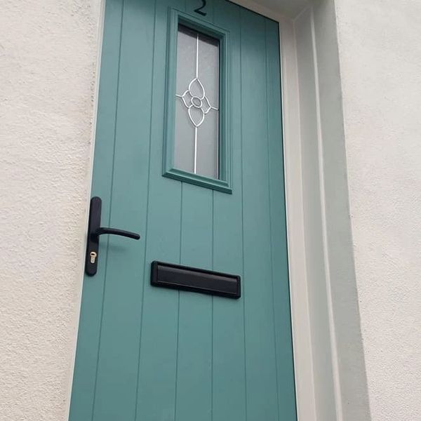 Duck Egg Blue Narrow Composite Front Door Installed by Newark Composite Doors in Kirklington