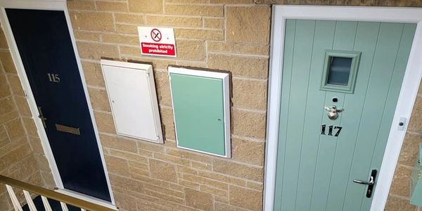 Two Fd30 Fire Doors Fitted in a Block of Flats in Nottihamshire by Newark Composite Doors 