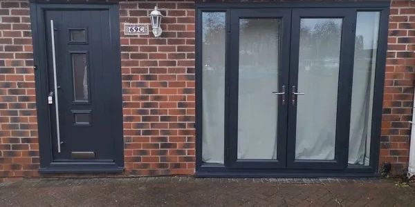 Anthracite Grey Upvc French doors Fitted in Southwell by Newark Composite Doors' Trained Fitters.