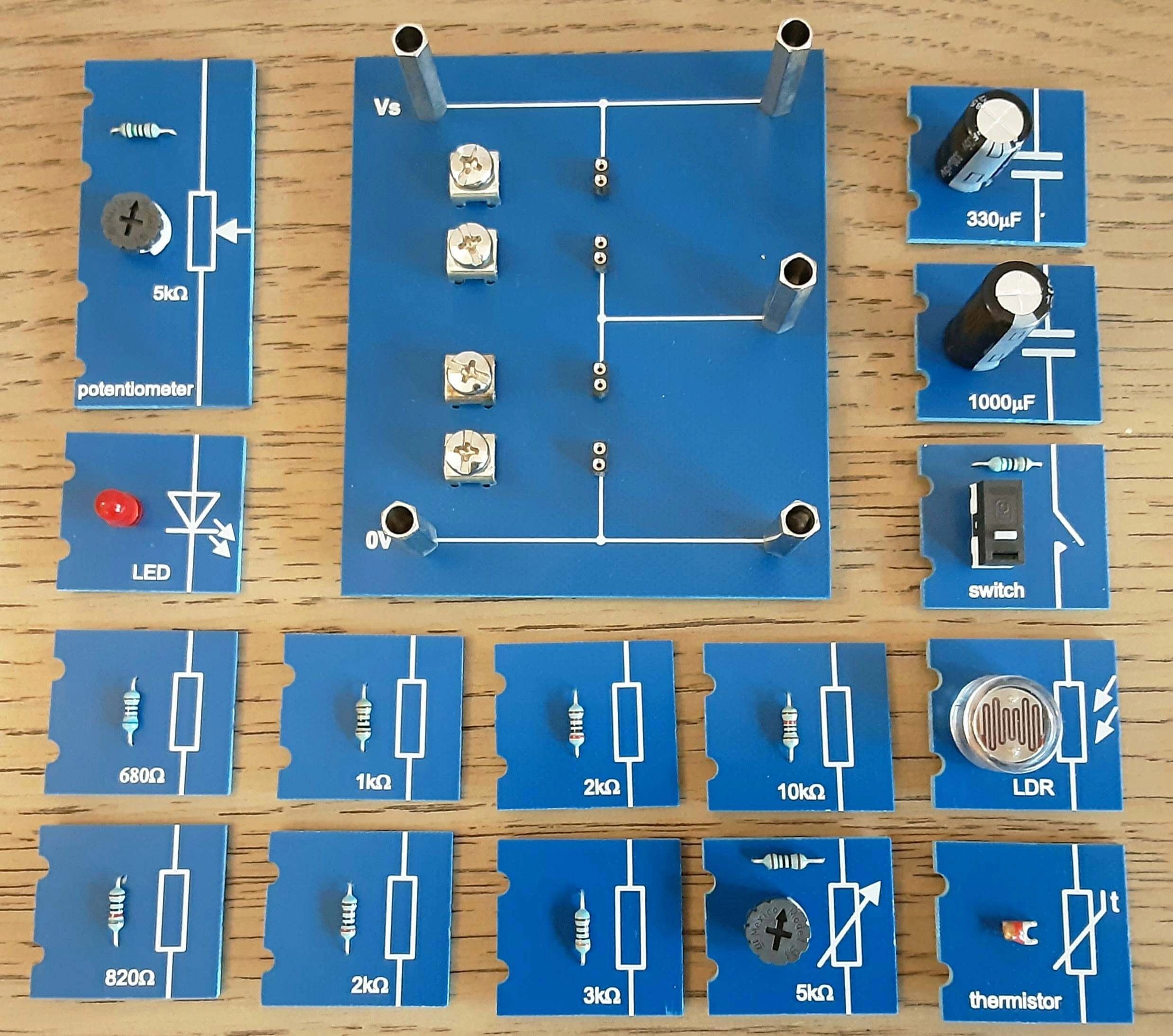 Potential divider base board and fifteen component panels