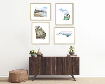 bundle pack of watercolor state prints. perfect for showing your state pride in a unique way.