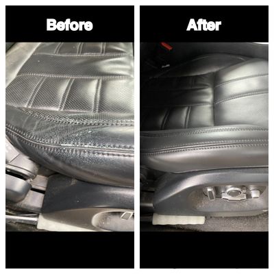 Range Rover Sport Autobiography drivers seat bolster scuff damage repaired and colour matched.