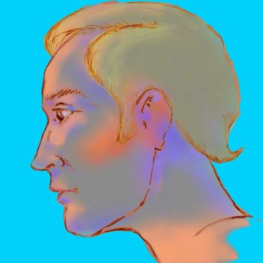 Future Man-Digital-Colorful profile of young man apparently looking into a distant void.