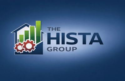 Logo of The HISTA Group with a house, bar graph, and gears.