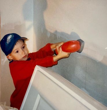 kids helping with renovation