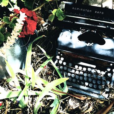 Remington typewriter in the yard