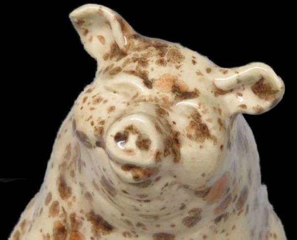 Cecily is a charming piggy to say the least!  Hand sculpted, she is glazed in a unique Yadro  glaze.