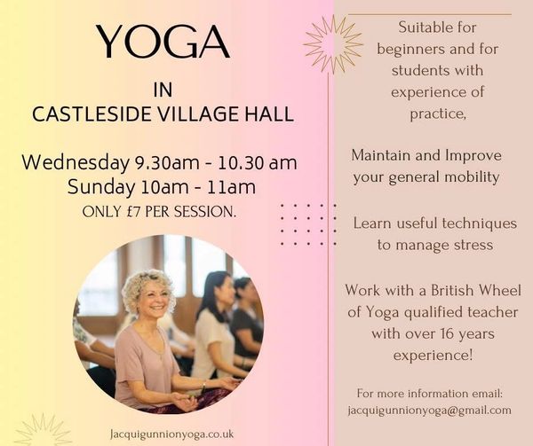 Yoga @ Castleside Village Hall with Jacqui Gunnion