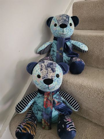 Memorial bears to celebrate a wonderful mother with her precious scarf