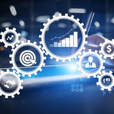 The concept of business process on the virtual screen.