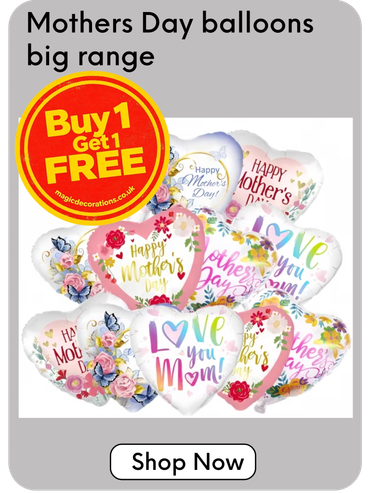 Shop quality Mother’s Day balloons with an amazing Buy 1 Get 1 Free offer! Making Mum feel special