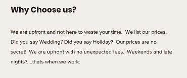 Why Choose us description on the website