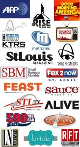 Collage of St. Louis media logos.