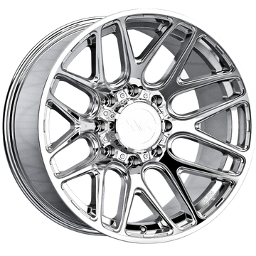 Shiny chrome car wheel rim.