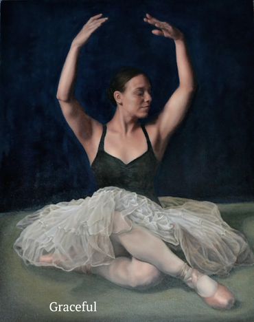 Figurative oil painting, portrait, dancer, oil painting, ballet, Sitting Dancer, Talented