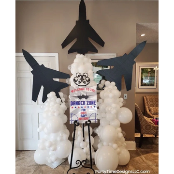 Black Jet Fighter Organic Balloon Columns  Sculpture