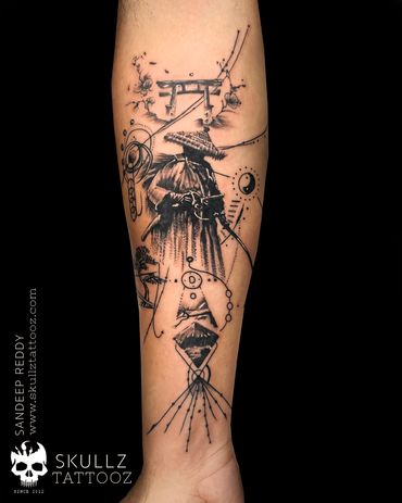 Samurai tattoo inked at skullz tattooz hyderabad