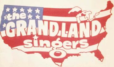The Grand Land Singers logo with American flag background