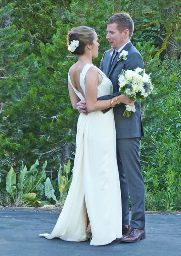 bride and groom dancing