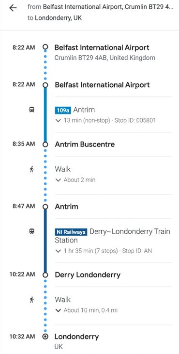 Belfast International Airport to Londonderry UK