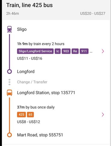 Directions using train and bus