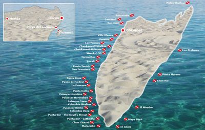 Cozumel Island dive map