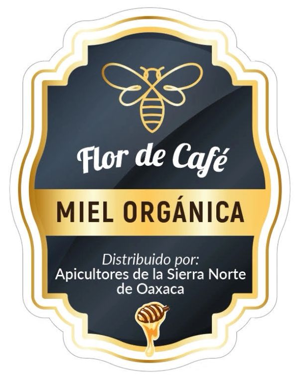 Etiqueta de miel orgánica Flor de Café de Oaxaca.