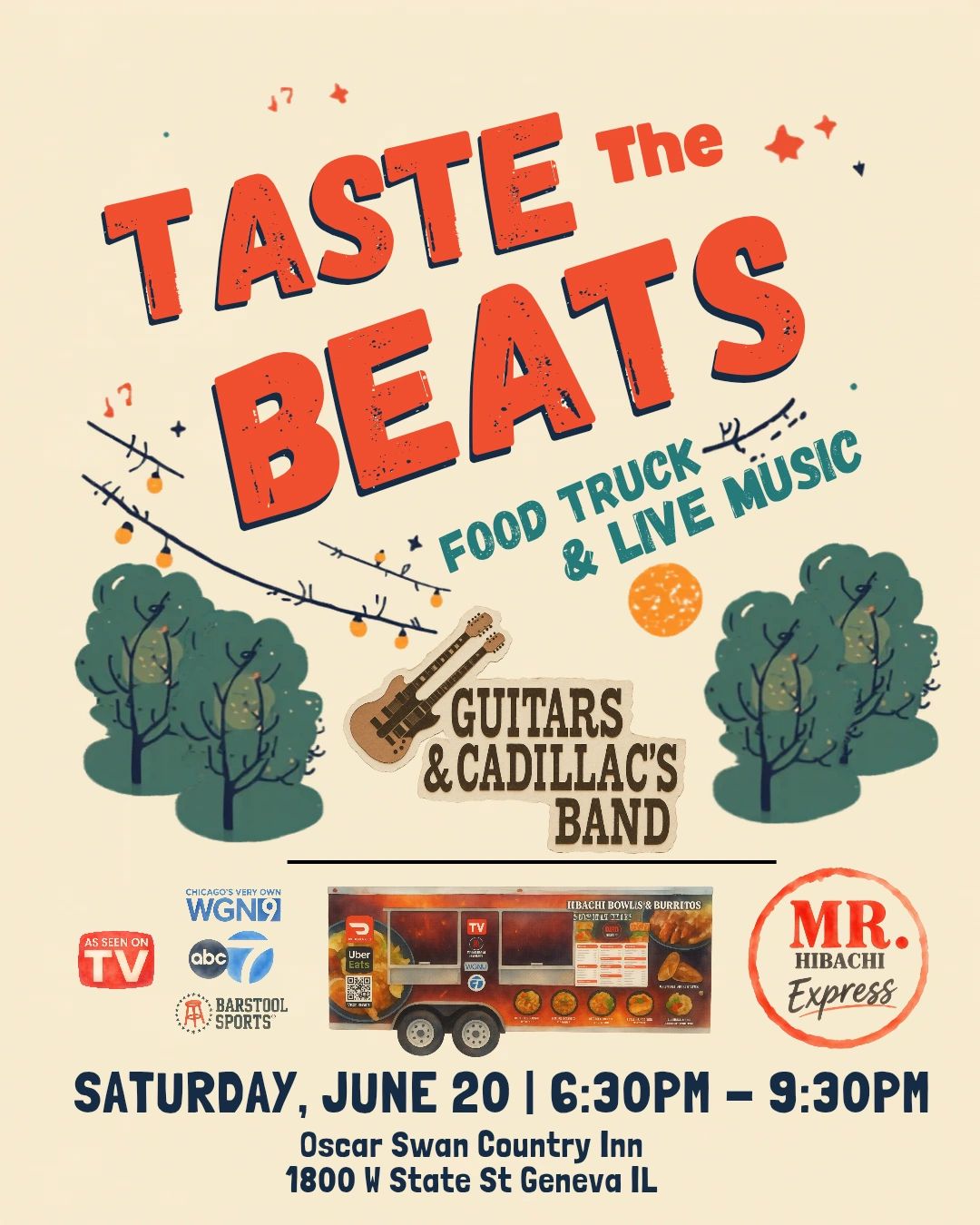 Taste the Beats: Food truck and live music event on June 20 in Geneva, IL.
