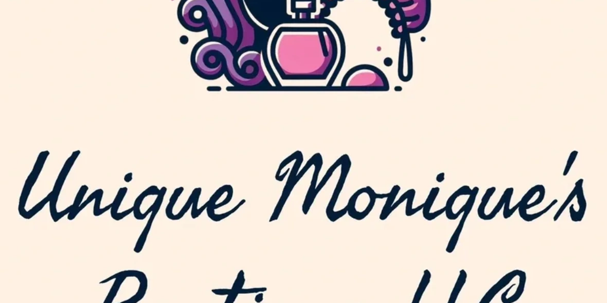 Logo of Unique Monique's Beauty and Spa with purple and pink design.